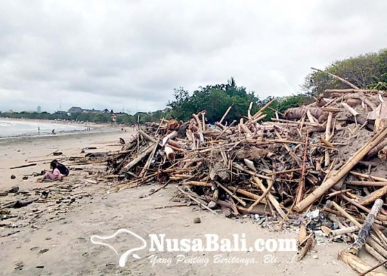 Nusabali.com - petugas-kumpulkan-30-ton-sampah-kiriman-di-pantai-kuta