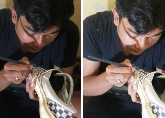 Nusabali.com - anak-muda-singaraja-rintis-usaha-cuci-sepatu