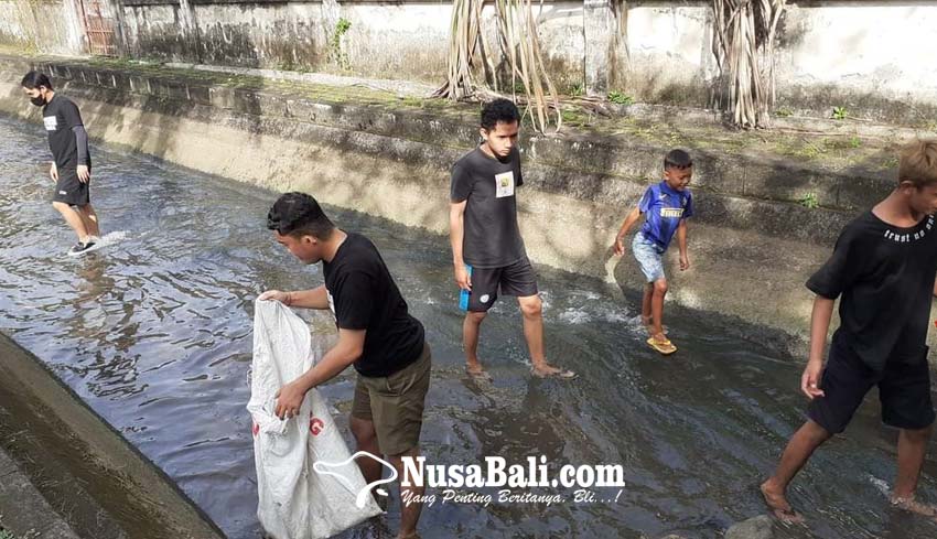 www.nusabali.com-bulan-bung-karno-bbb-jembrana-mareresik-sampah-plastik-di-sungai-taman