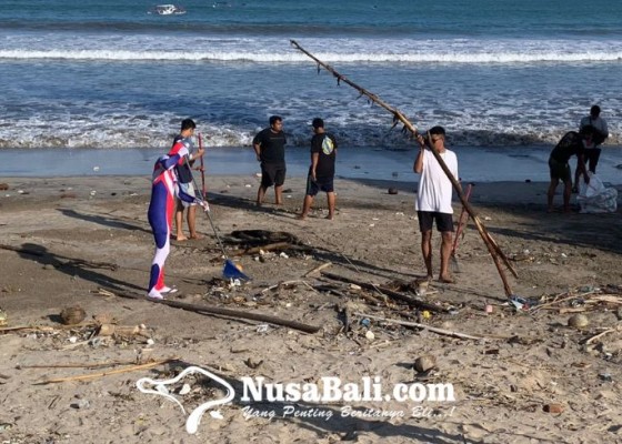 Nusabali.com - dibantu-ultraman-sabha-yowana-desa-adat-kuta-gelar-beach-clean-up