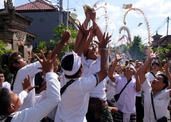Nusabali.com - tradisi-mesuryak-hari-raya-kuningan-di-bongan-gede