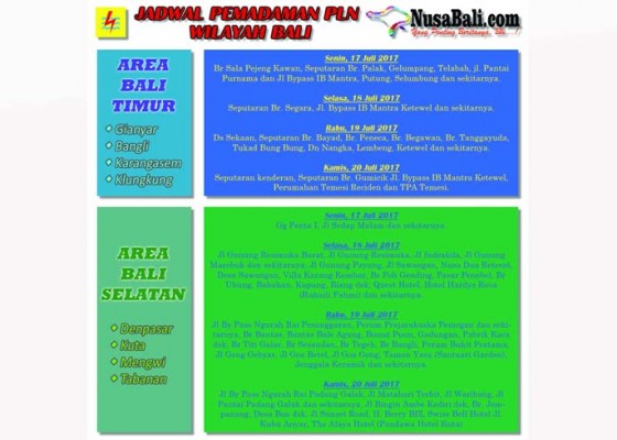 Nusabali.com - jadwal-pemadaman-pln-area-bali