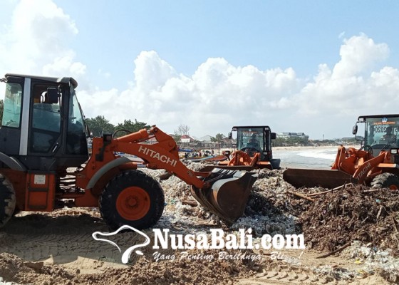 Nusabali.com - 100-ton-sampah-terkumpul-di-pantai-kedonganan