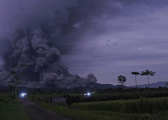 Nusabali.com - gunung-semeru-erupsi-pura-mandara-giri-aman