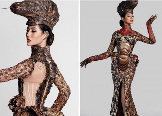 Nusabali.com - ayu-maulida-kenakan-kostum-komodo-seberat-300-kg-di-ajang-miss-universe
